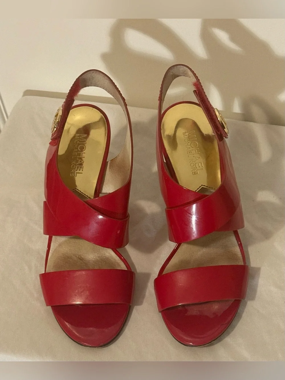 Michael Kors Joselle Red Patent Leather Slingback Heels Size (7)